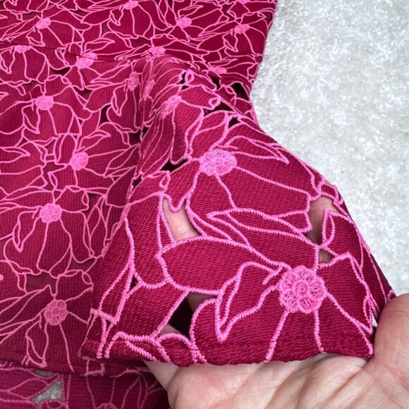 J. Crew Eyelet Midi Dress With Flounce Hem Red 6 - Picture 8 of 14